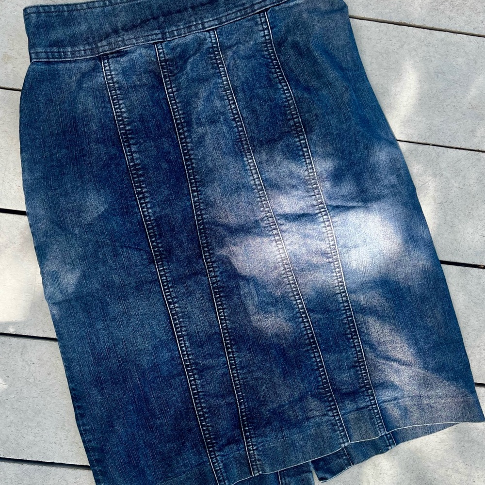 Classic Dark Blue Denim Pencil Skirt